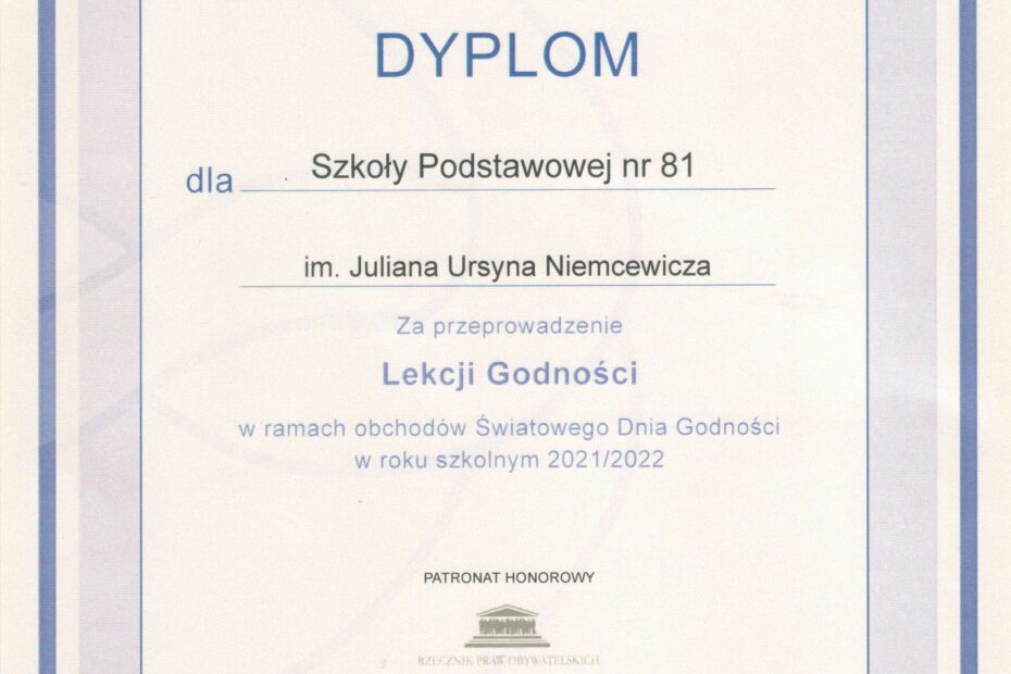 Dyplom-Lekcja Godności